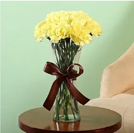Yellow Carnations Vase