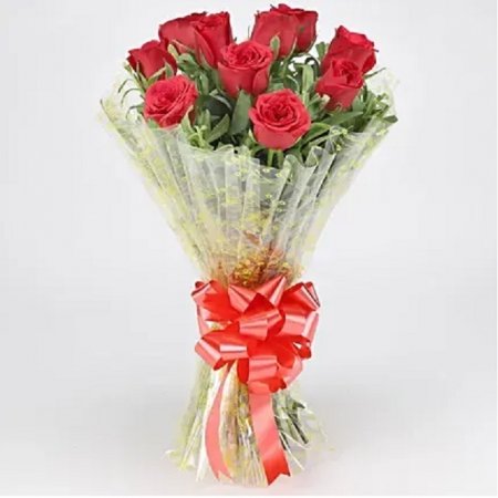 Exotic Bunch of 10 Red Roses
