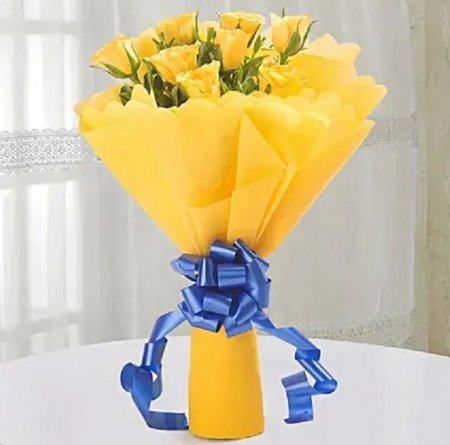 Bright 10 Yellow Roses Bouquet