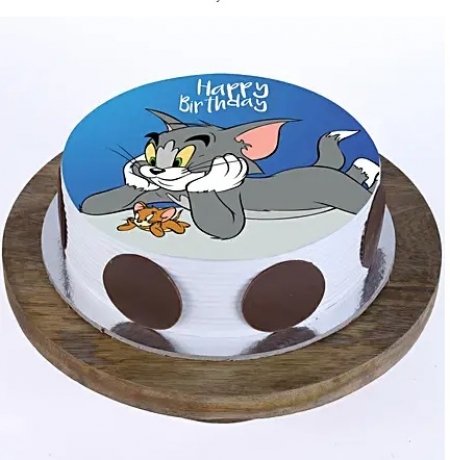 Classic Tom & Jerry Photo Cake- Pineapple Half Kg